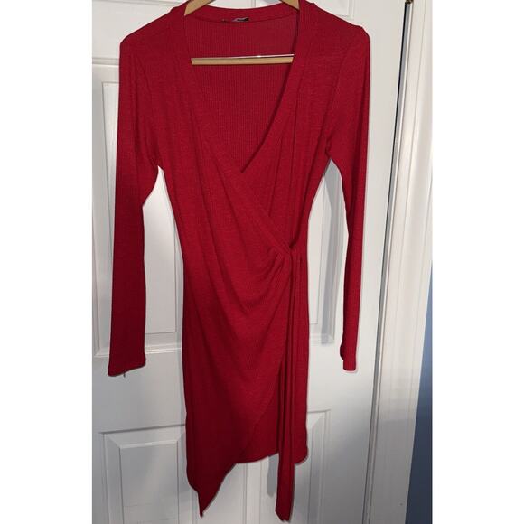 Natasha Sweater Wrap Red Dress - Large - Picture 3 of 5